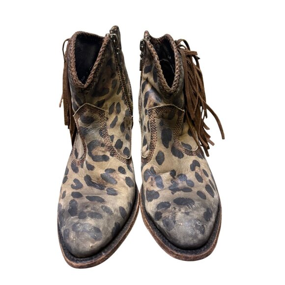 Liberty Black Western Ankle Booties Leopard Print Size 7 - Picture 3 of 7